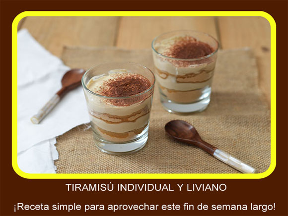 Tiramisú individual y liviano Tiramisú individual y liviano