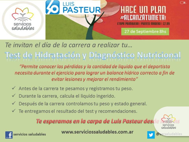 Vení­ mañana al Test de Hidratación y Diagnóstico Nutricional